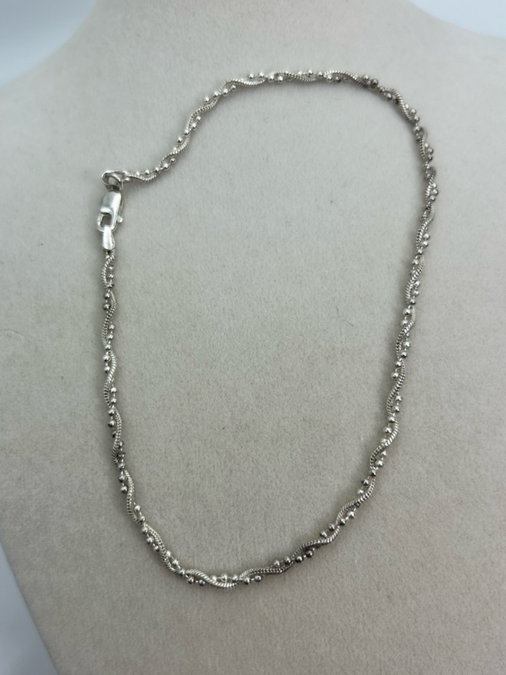 Sterling Silver Twisted Double Chain Anklet 10" Stamped 925 Italy SU - Picture 2 of 10
